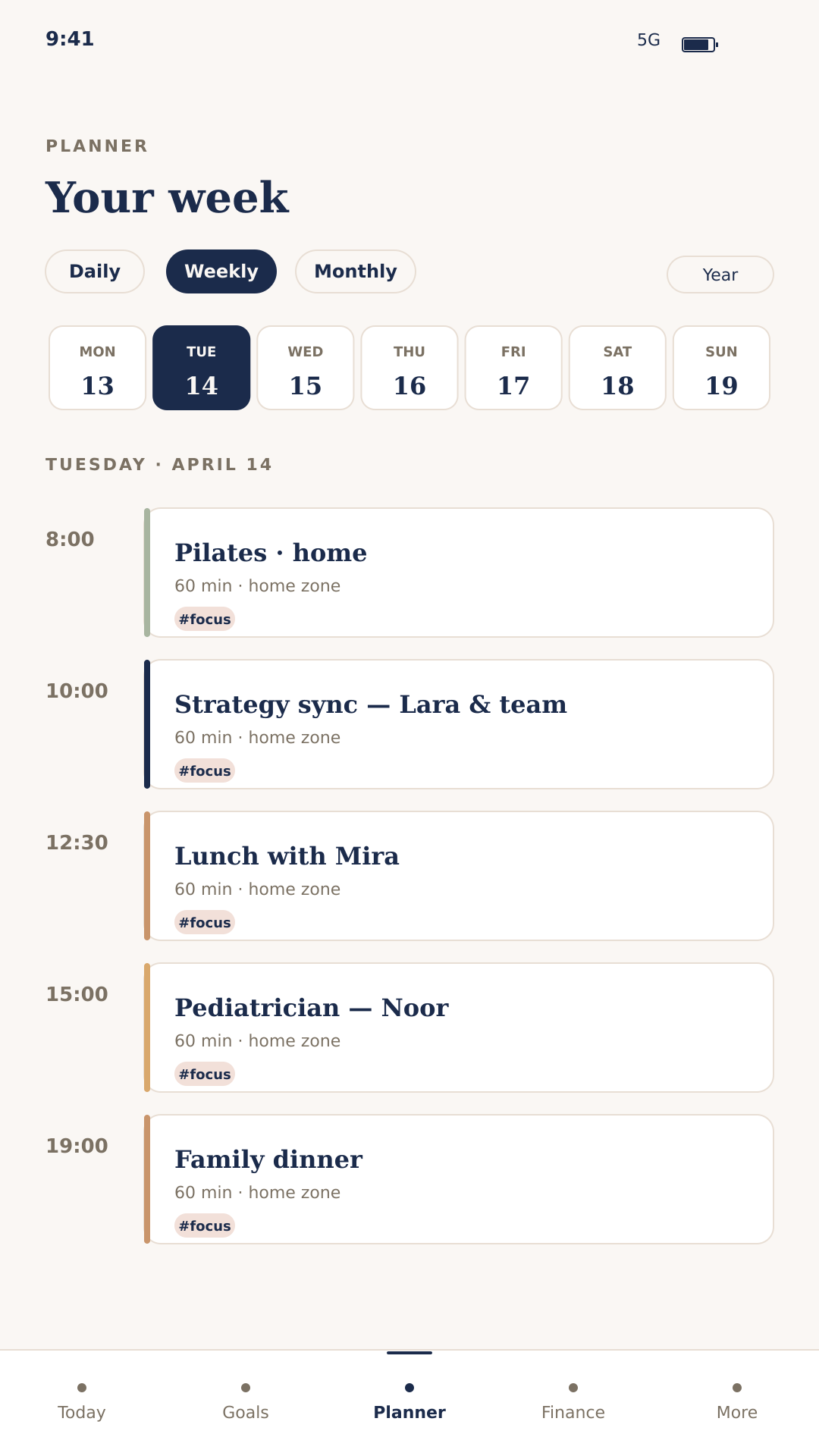 Seraya Planner screen